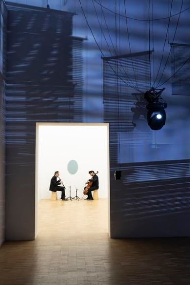 haegue yang, installation view&nbsp;tightrope walking and its wordless shadow,&nbsp;fondazione furla, milan, 2018