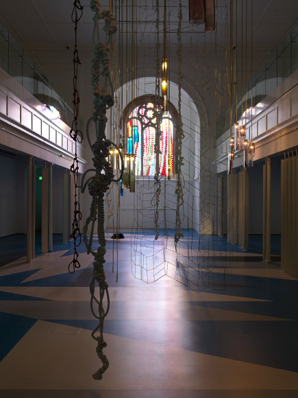 leonor antunes, installation view of&nbsp;sequences, inversions and permutations, the box, plymouth, 2020