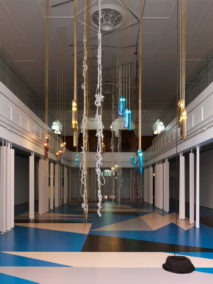 leonor antunes, installation view of&nbsp;sequences, inversions and permutations, the box, plymouth, 2020