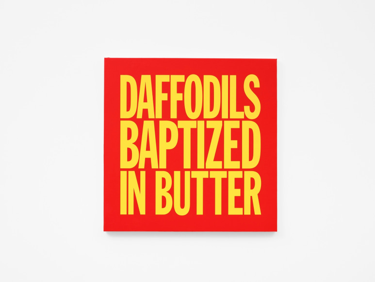 john giorno. daffodils baptized in butter, 2017 &ndash; 2024. acrylic on canvas