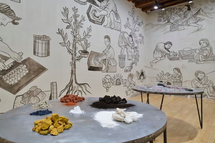 mariana castillo deball, installation view in tlilli in tlapalli, museo amparo, puebla, 2018