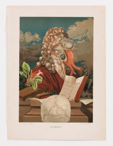 dr. lakra, sin t&iacute;tulo (leibniz), tinta, pigmentos y collage en la litograf&iacute;a del siglo XIX, 2013-2014