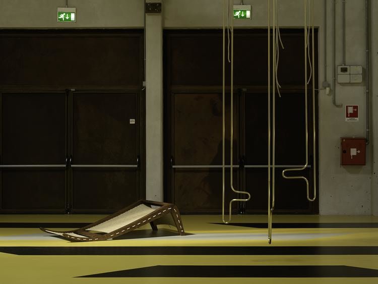 leonor antunes, installation view of&nbsp;the last days in galliate,&nbsp;pirelli hangarbiccoca, milan, 2018