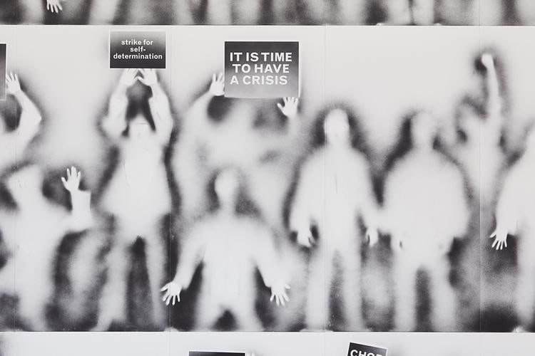 carlos amorales, installation view of&nbsp;ghost&nbsp;demonstration, bampfa, berkeley, 2019 photo: jka photography