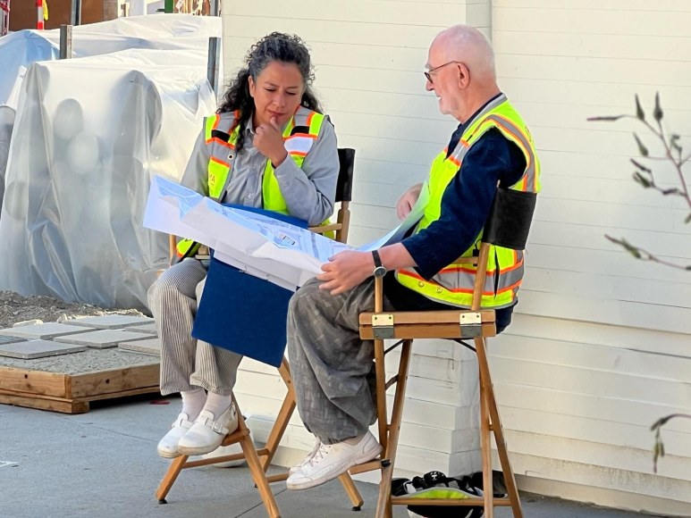 installation process mariana castillo deball feathered changes, los angeles county museum of art. lacma 2025. photo: courtesy the artist