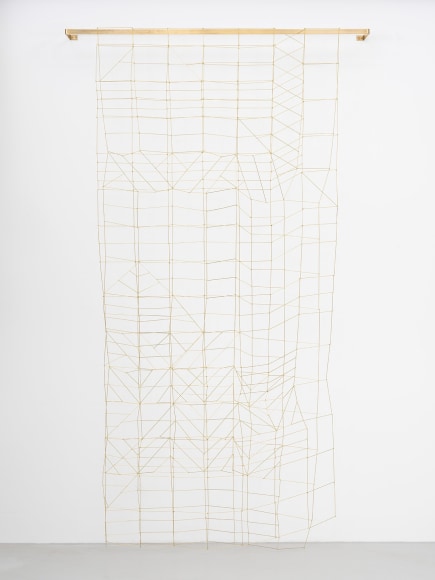 leonor antunes, lena #6.1, 2022, brass, installed., 
