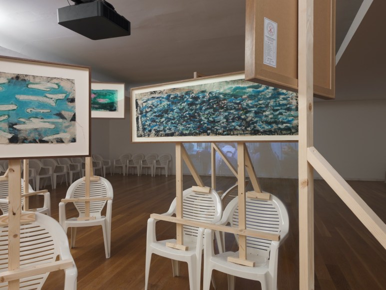 installation view of oscar murillo: together in our spirits, serralves 2023. photo: tim bowditch