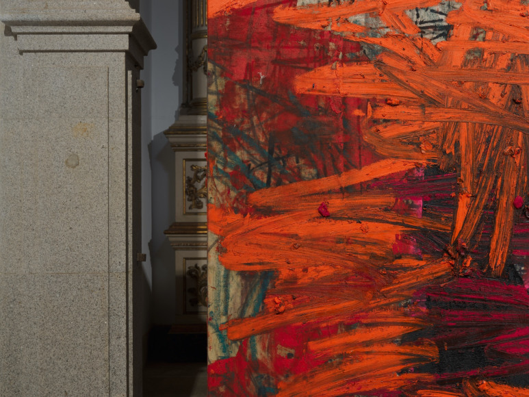 installation view of oscar murillo: together in our spirits, serralves 2023. photo: tim bowditch