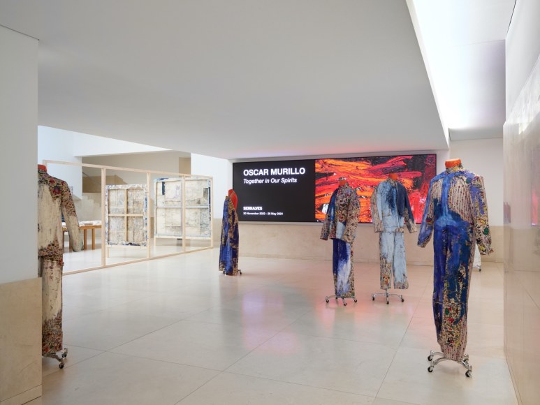 installation view of oscar murillo: together in our spirits, serralves 2023. photo: tim bowditch