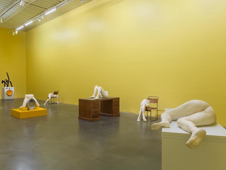  sarah lucas, installation view &nbsp;au naturel, new museum, new york, 2018