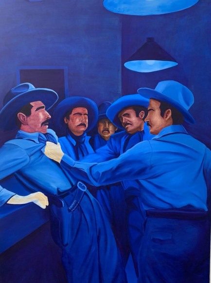 ana segovia.&nbsp;noche americana- int. cantina, 2024. oil on canvas