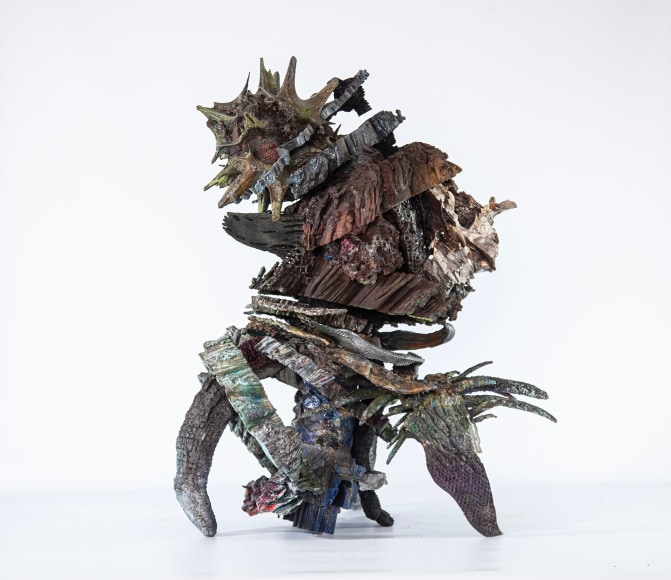 adrián villar rojas. untitled 21. from the series the end of imagination, 2023. live simulations of active digital ecologies, and layered composites of organic, inorganic, human, and machine-made matter