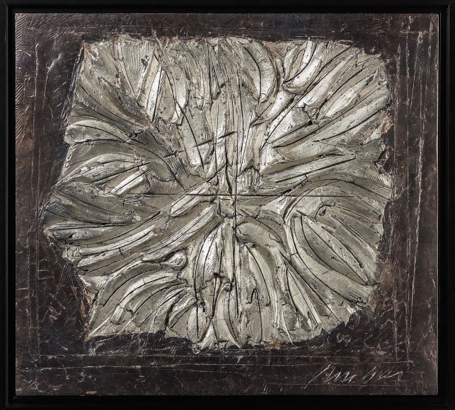 Mallarme 37 asian, moon and white leaf over grey clay