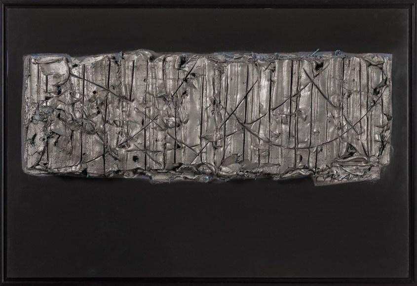 Tortue palladium leaf over black and blue clay