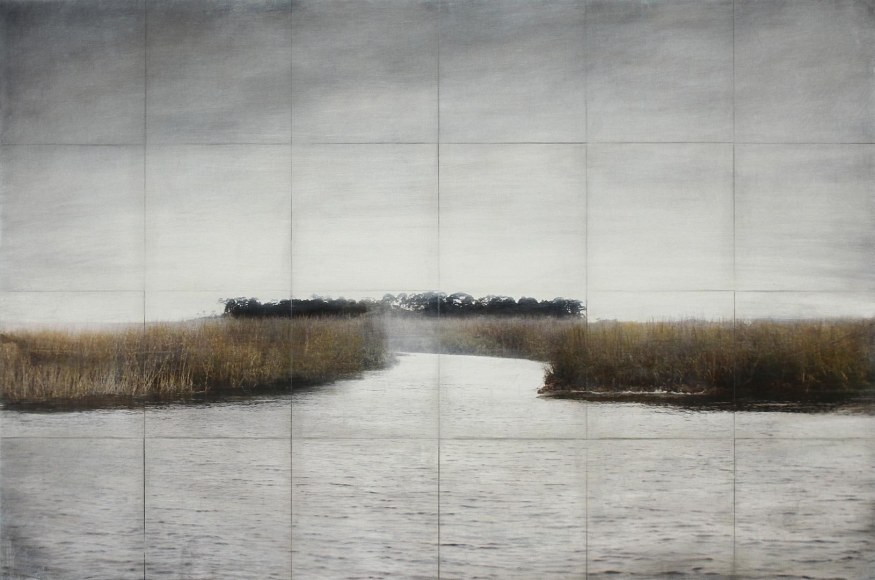 Inlet archival pigment print with oil and wax medium