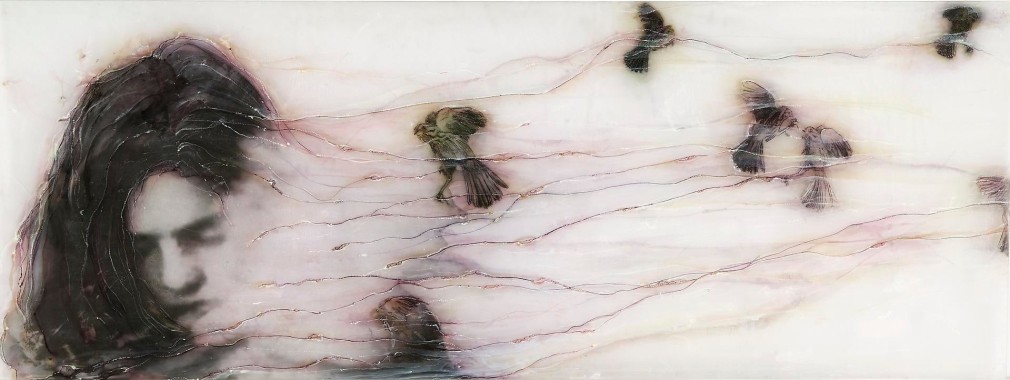 Genie paper, oil, gouche, pencil, photograph on acrylic sheet