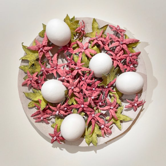 Bradley Sabin Still Life with Lilies, Eggs and Leaves, 2023