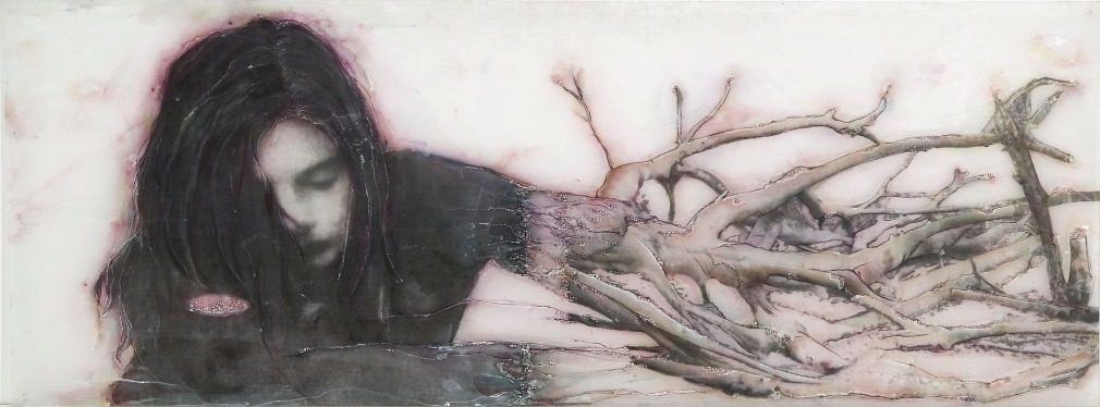 Arms paper, oil, gouche, pencil, photograph on acrylic sheet