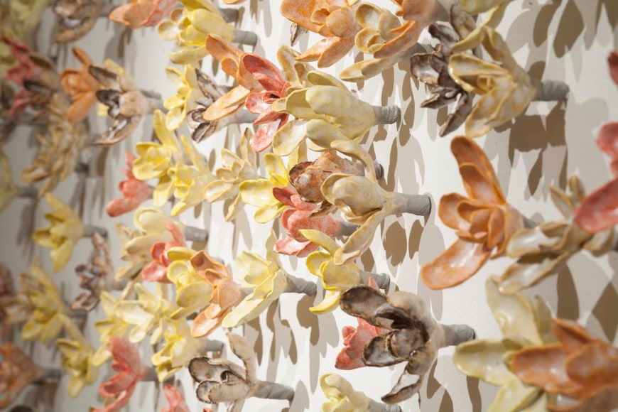 Yellow and Orange Quartz Floral Wall (detail)