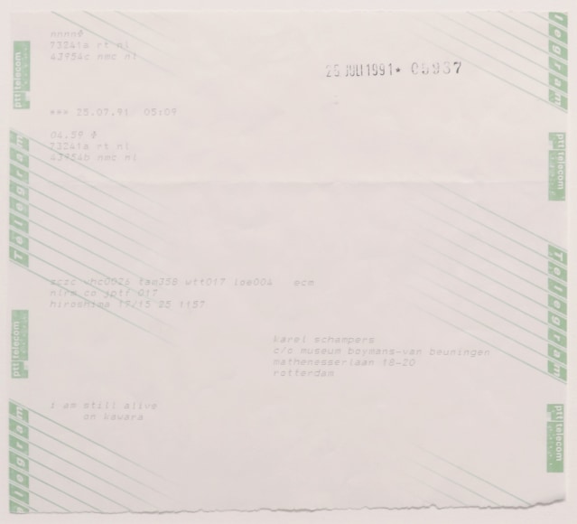 On Kawara, I am still alive