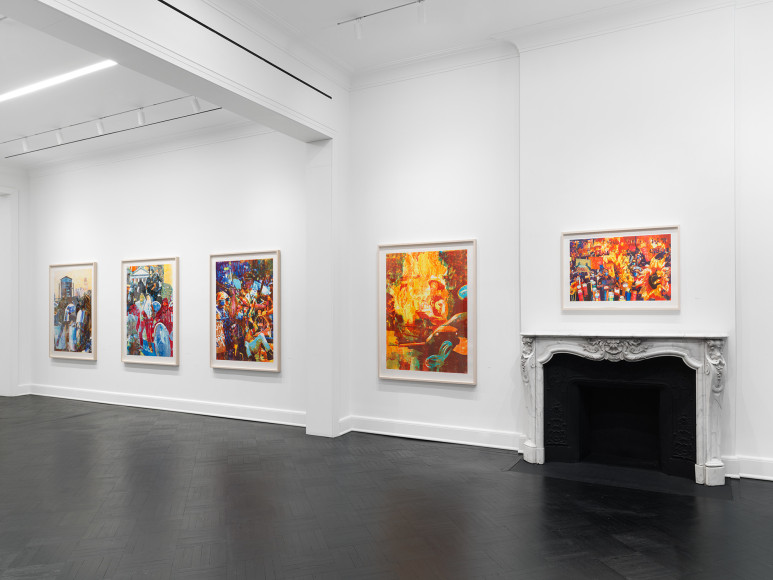 Installation view, Rob Swainston and Zorawar Sidhu,&nbsp;Doomscrolling, Petzel, 2022