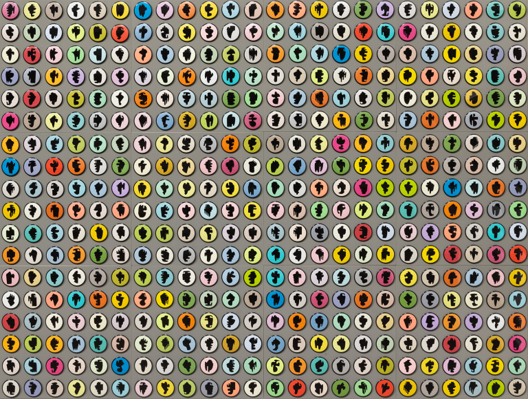 Allan McCollum, Collection of Four Hundred and Thirty-two Shapes Buttons