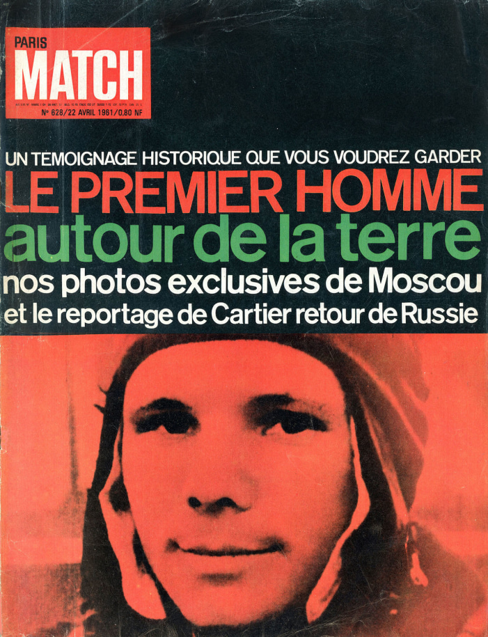 The April 22, 1961, issue of the magazine&nbsp;Paris Match, featuring Yuri Gagarin on the cover
