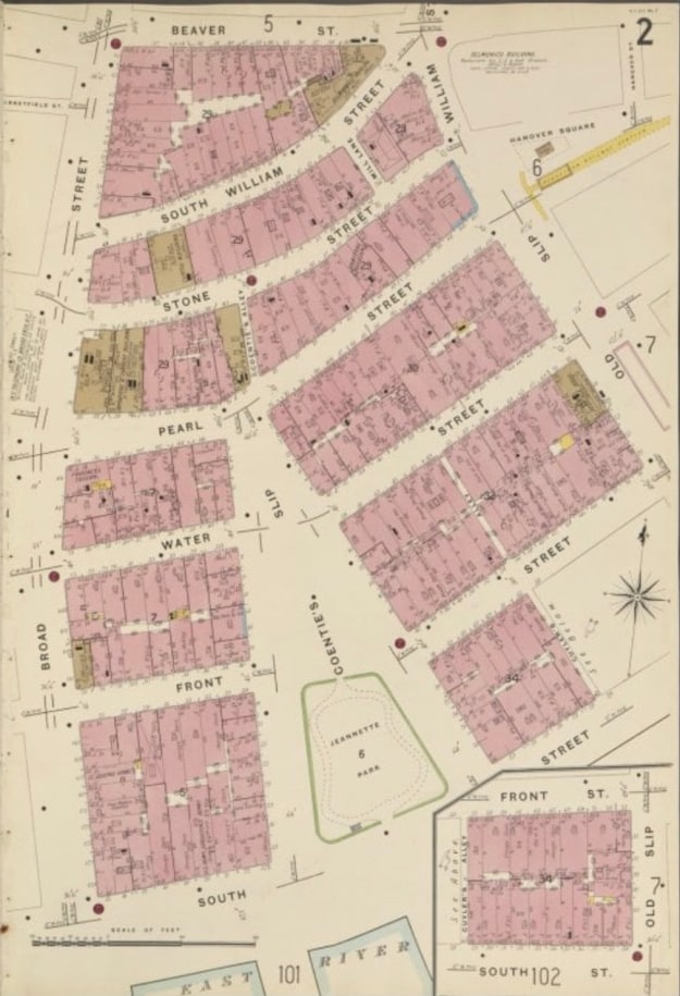 Map featuring Coenties Slip and Jeannette Park, 1905, &nbsp;