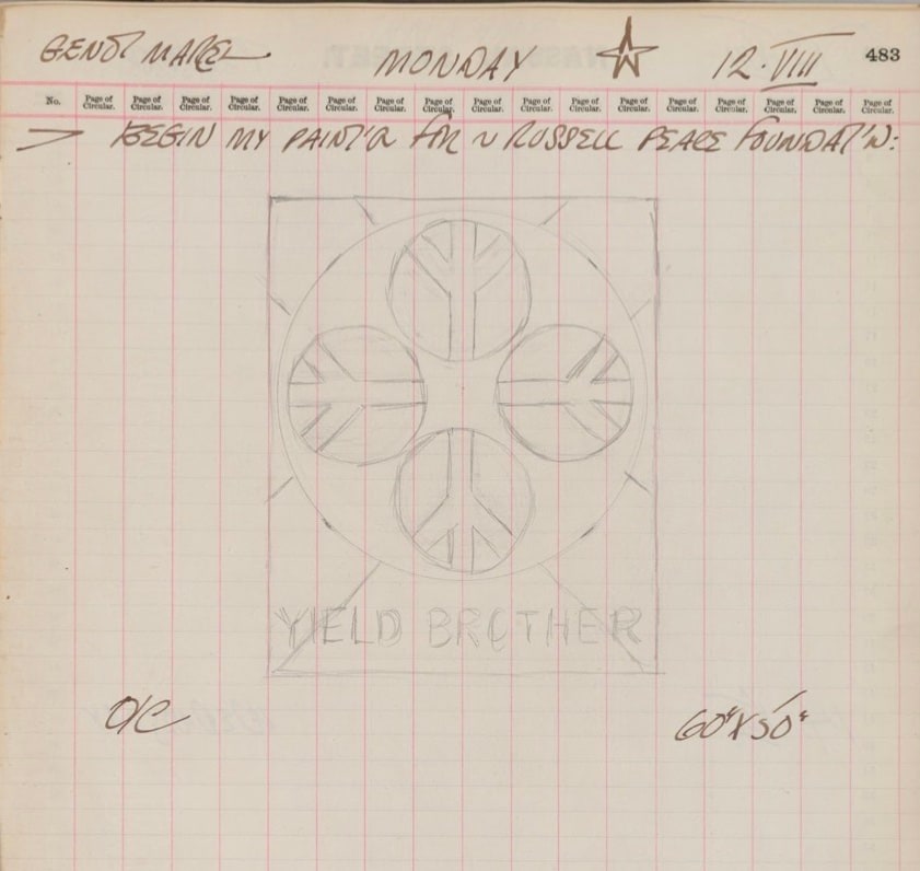 Robert Indiana&#039;s journal entry for August 12, 1963, &nbsp;