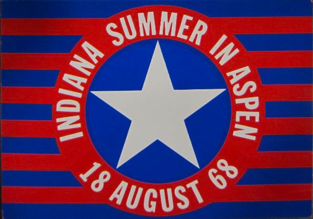 Announcement card for the exhibition Indiana: Summer in Aspen, August 18, 1968, at the Aspen Center for Contemporary Art, Colorado, &nbsp;
