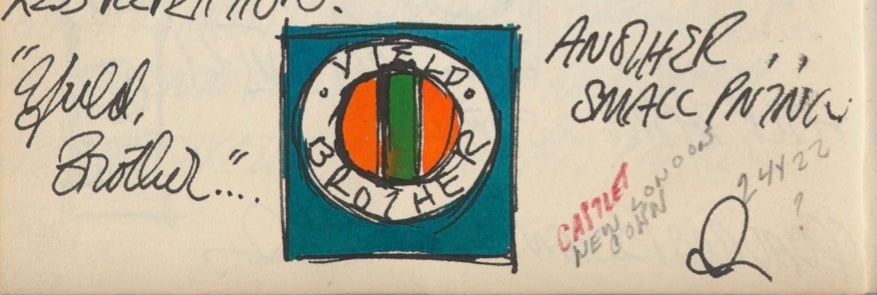 Detail from Indiana&#039;s journal entry for July 27, 1961, with a sketch of a different small Yield Brother painting, &nbsp;