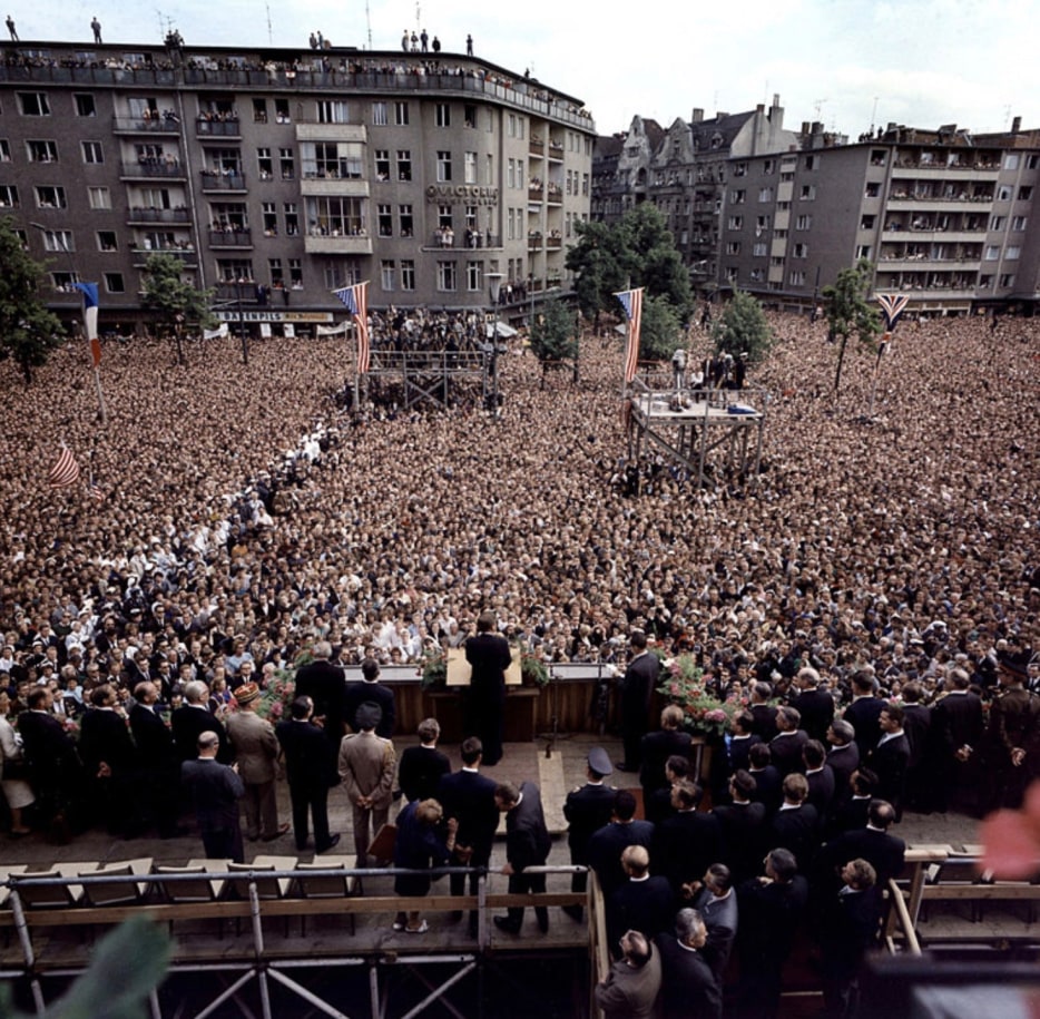 President Kennedy&#039;s June 6, 1963, address to the people of Berlin at the Rudolph Wilde Platz, during which he proclaimed &quot;Ich bin ein Berliner&quot;, &nbsp;