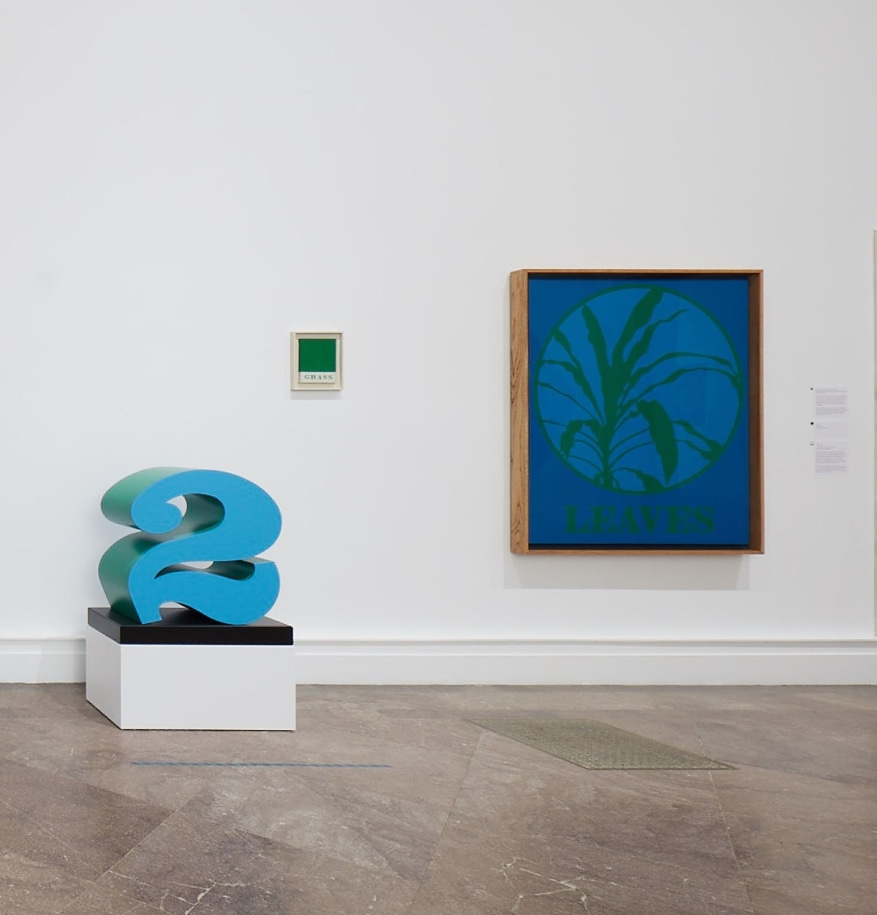 Installation view of Robert Indiana: A Sculpture Retrospective, Albright-Knox Art Gallery, Buffalo, June 16&ndash;September 23, 2018. Left to right, TWO (1978&ndash;2003), Grass (1962), and Leaves (1965). Photo: Tom Powel Imaging