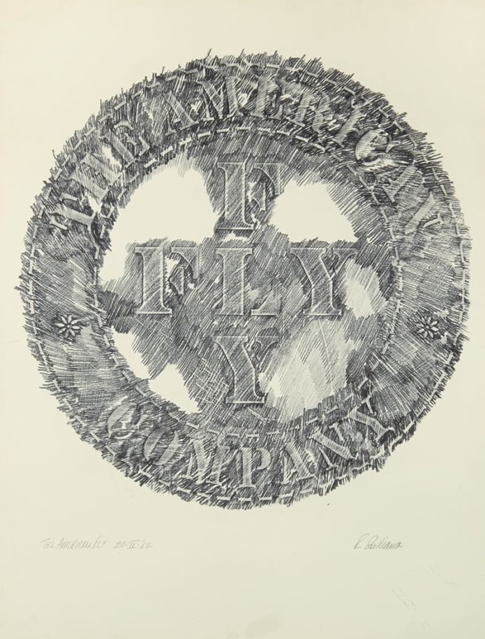 American Fly is a 25 1/4 by 19 1/8 inch rubbing consisting of a circle with the world &quot;fly&quot; appearing twice in a cruciform arrangement. This is surrounded by ring containing the words &quot;The American&quot; in the upper half and &quot;company&quot; in the lower half.