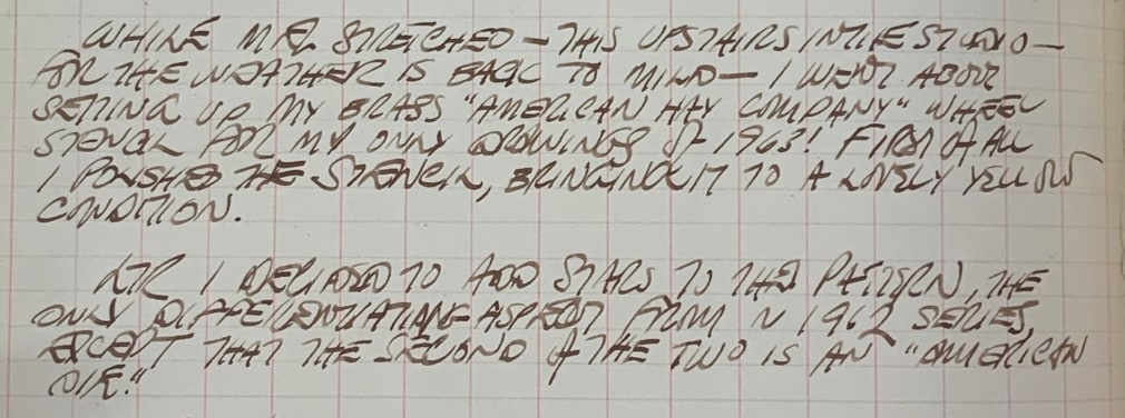 Excerpt from Robert Indiana&#039;s journal entry for December 31, 1963, &nbsp;