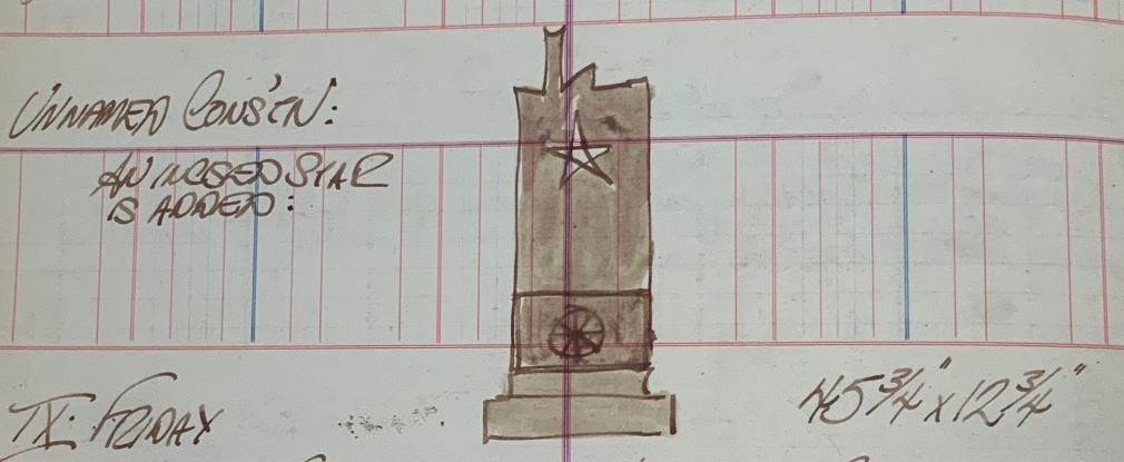 Detail from Robert Indiana's journal entry for September 15, 1960 including a black and white sketch of the sculpture U-2