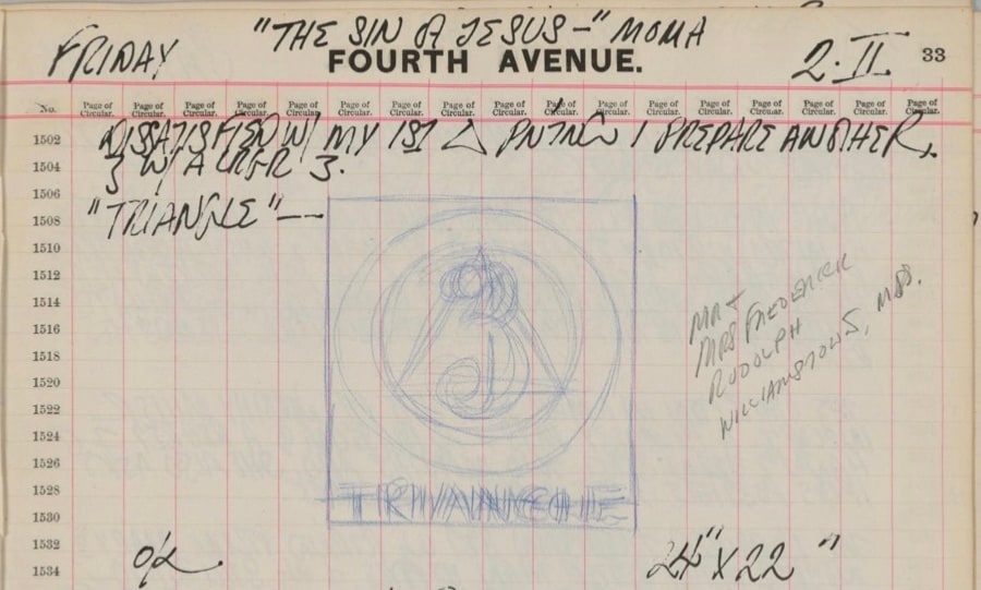 Detail from Robert Indiana&#039;s journal entry for February 2, 1962, &nbsp;