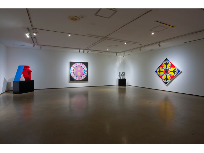 Installation view of&nbsp;Robert Indiana: More than Love,&nbsp;Gallery Hyundai, Seoul, South Korea, December 18, 2013&ndash;January 12, 2014. Left to right, ART (1972&ndash;1997), October Is in the Wind (2000), LOVE (1966&ndash;1999), and Four Diamond Peace (2003)