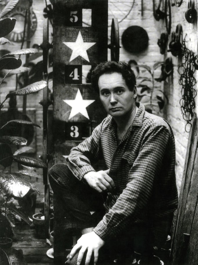 Robert Indiana with Star (1960&ndash;62) in his Coenties Slip studio, New York, ca. 1962, &nbsp;