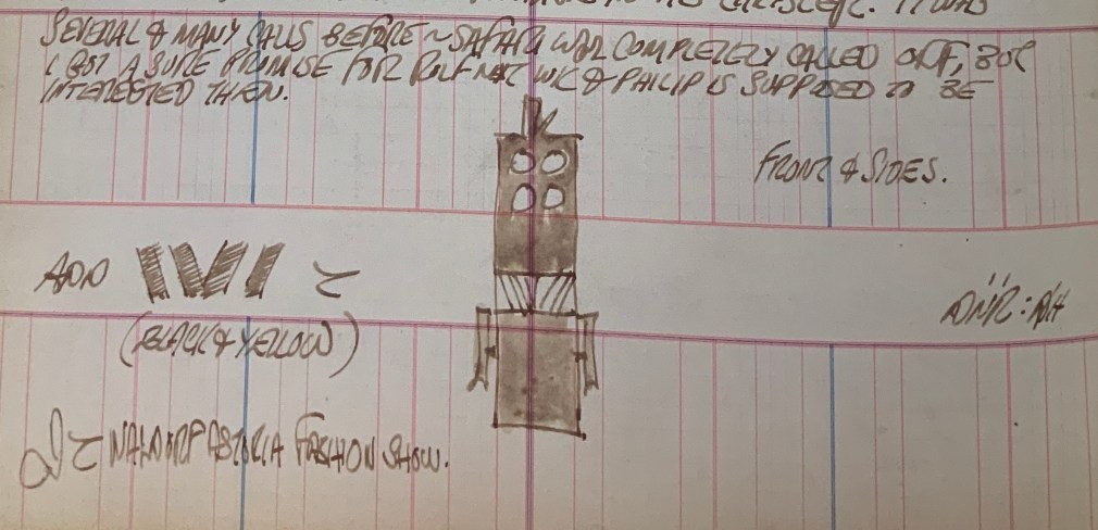 Detail from Robert Indiana's journal entry for September 16, 1960 with a sketch of Zig