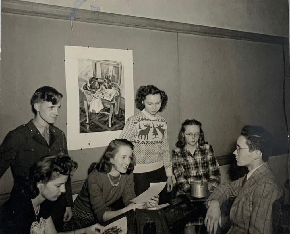 Indiana, then known as Robert E. Clark, with fellow students at Arsenal Technical High School, Indianapolis, ca. 1945