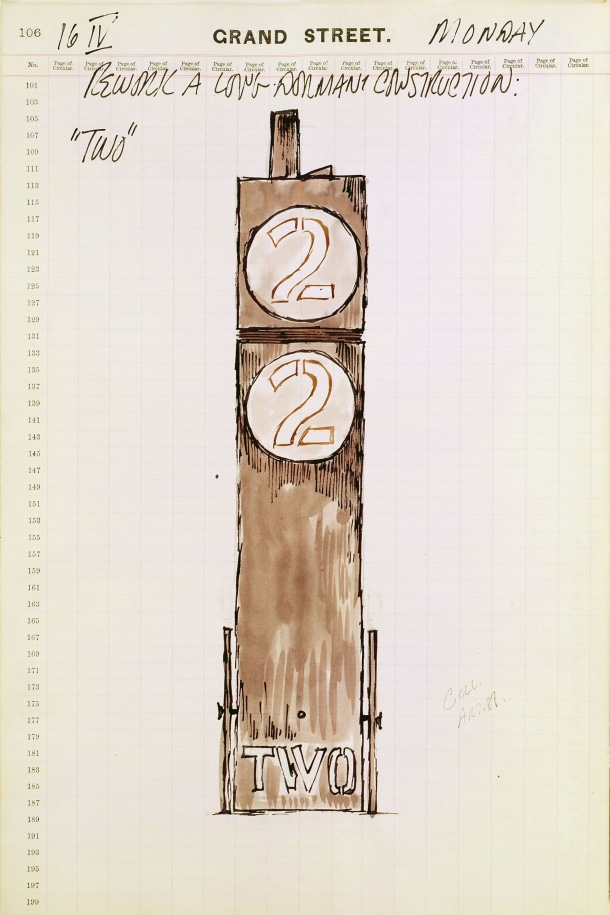 Robert Indiana's journal entry for April 16, 1962 featuring a sketch of the herm Two