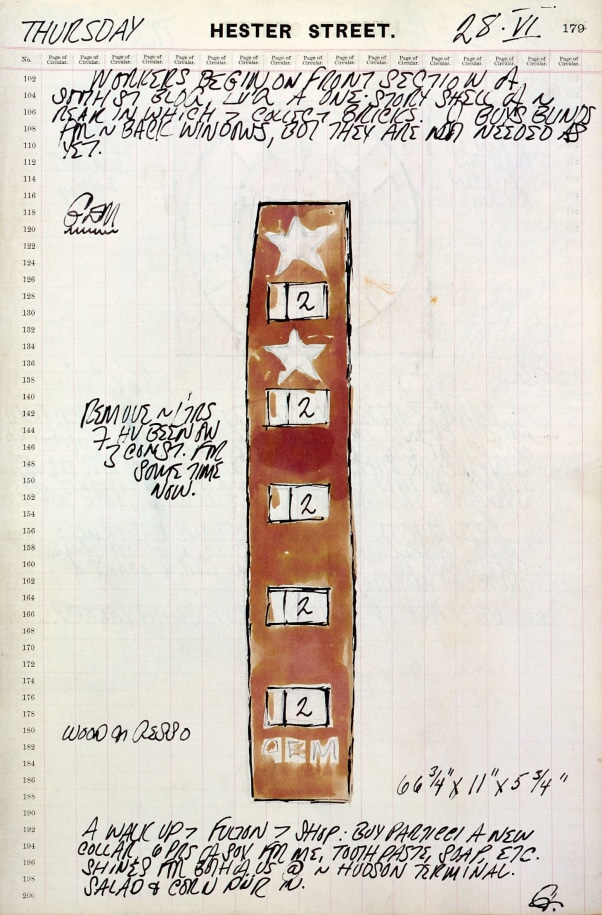 Robert Indiana's journal entry for June 28, 1962 featuring a color sketch of the herm gem