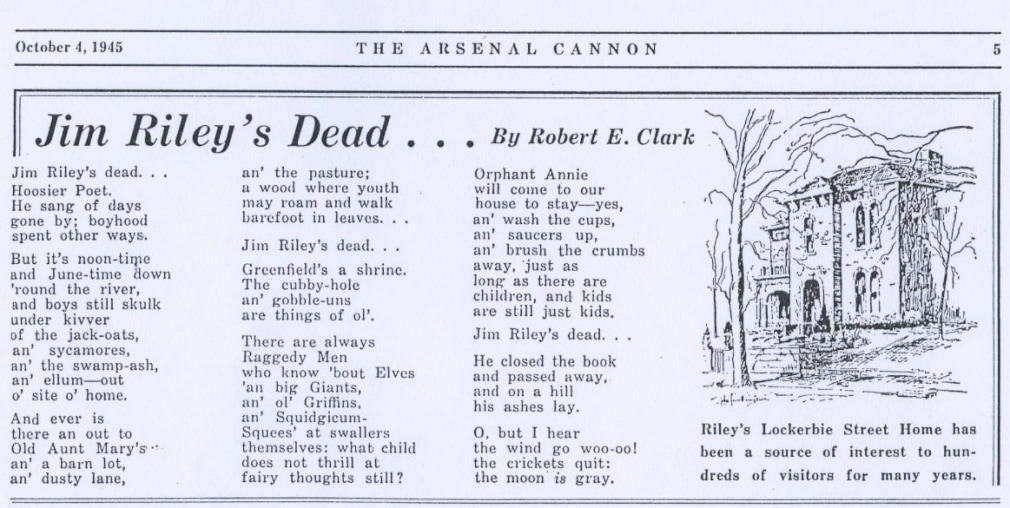 &quot;Jim Riley&#039;s Dead . . .&quot; by Robert E. Clark, The Arsenal Cannon, October 4, 1945