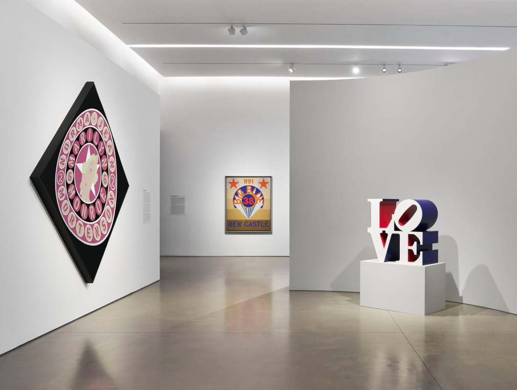 nstallation view, Robert Indiana: The American Dream, Pace Gallery, New York, May 9&ndash;August 15, 2025. Left to right, The Black Marilyn (1967/1998), New Castle (1969), and The American LOVE (1966&ndash;2000)