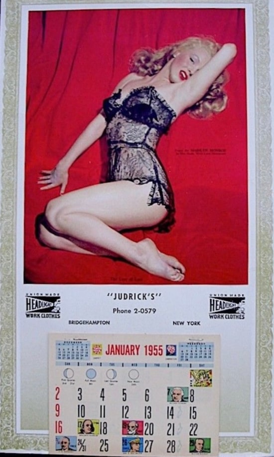 1955 Golden Dreams calendar, black lace version
