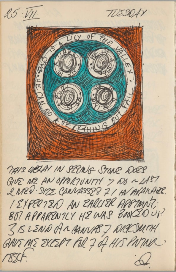 Robert Indiana&#039;s journal page for July 25, 1961, &nbsp;