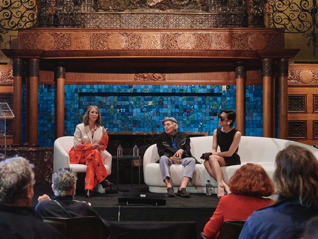 Sophie and Arthur Elgort along with Dara on the stage at The Photography Show 2025.