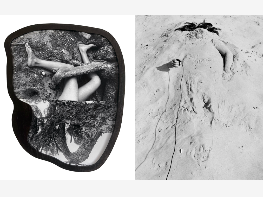 Two side by side bodyworks depicted in black and white