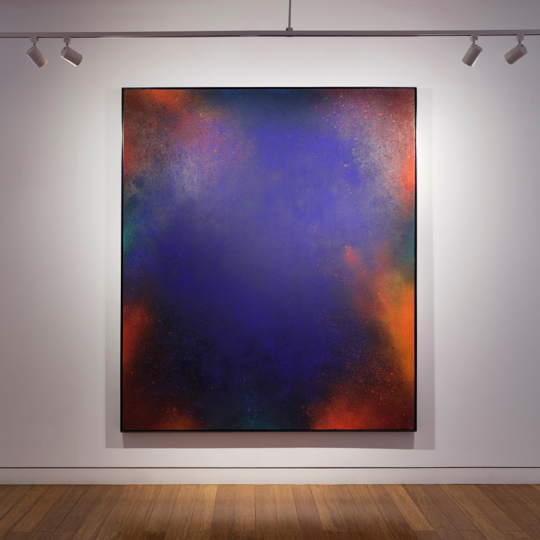 Natvar Bhavsar abstract painting that looks like deep space.